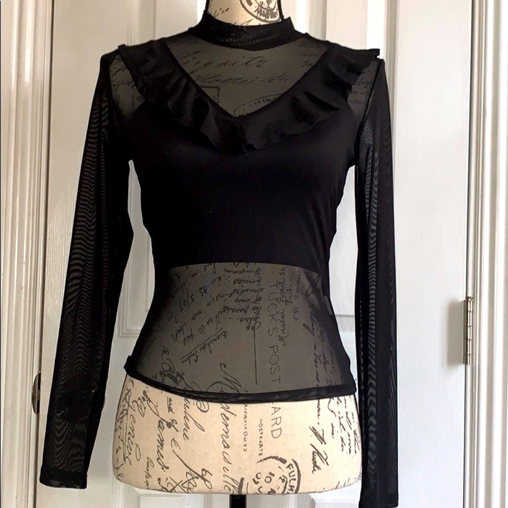 🖤Long Sleeve Sheer Mock Neck Top🖤